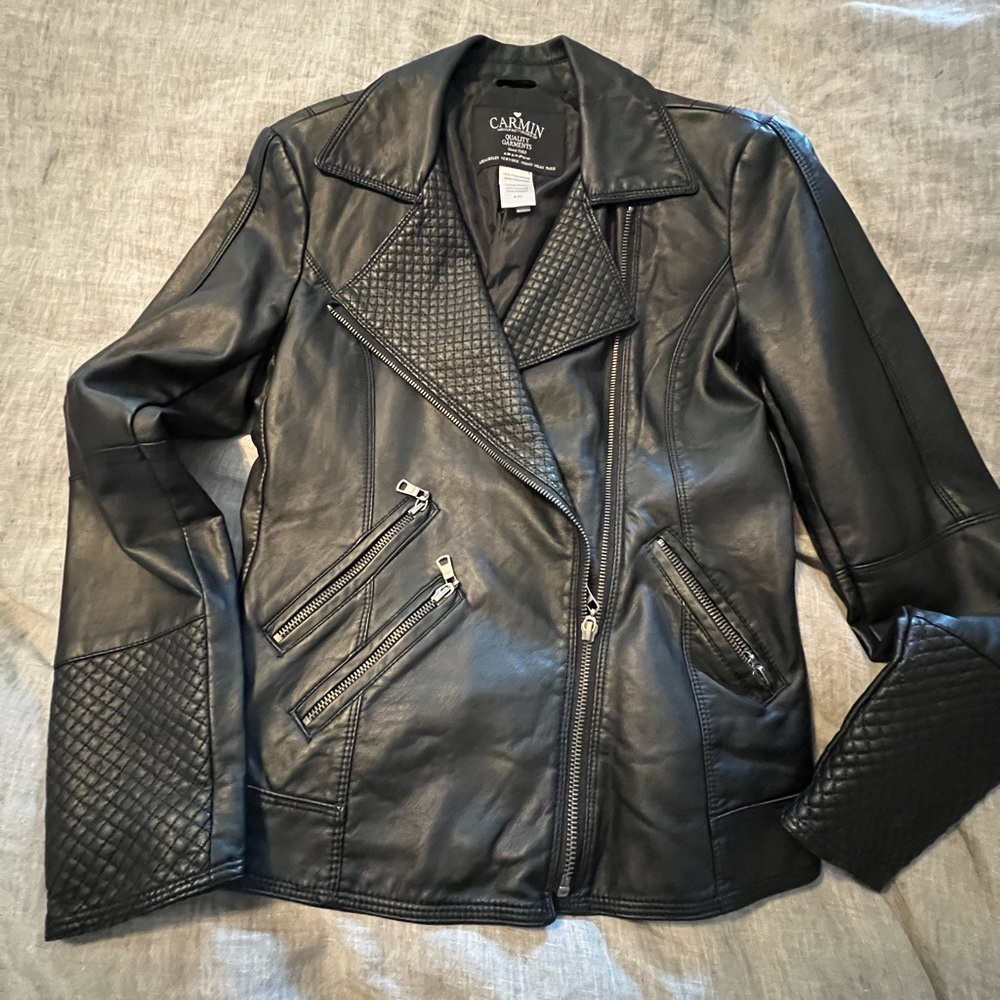 Carmin faux leather moto jacket, s